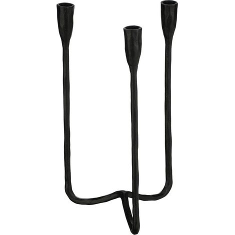 Chandelier bougeoir à 3 branches en aluminium noir pour bougies 17 x 18 x 34 cm - PANGIVO (1/4)