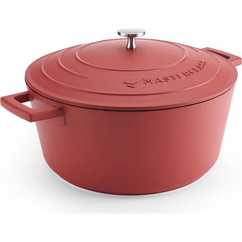 Casserole avec couvercle 5 l/28 cm – Fonte d'aluminium légère – Compatible induction, four et cuisinière – Couleur rouge – Master Class