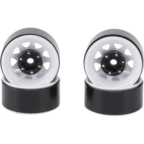 Lot de 4 jantes Beadlock à gorge profonde de 2,5 cm (1 pouce), universelles pour carrosserie de véhicules tout-terrain et voitures radiocommandées Traxxas, avec vis, blanches. (1/5)