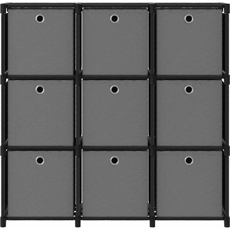 Maison Exclusive - Étagère à 9 cubes avec boîtes Noir 103x30x107,5 cm Tissu (1/5)