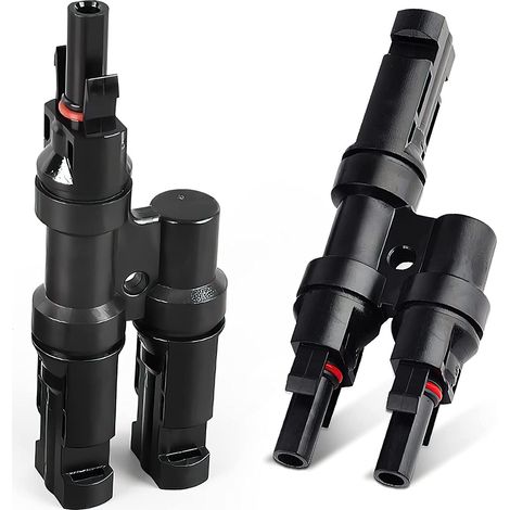 Ahlsen Conector Y macho/hembra - Juego de conectores solares tipo T - Conector solar fotovoltaico de 2 vías - Rama en Y MFF+FMM para conexión paralela entre conectores de cable (1/5)