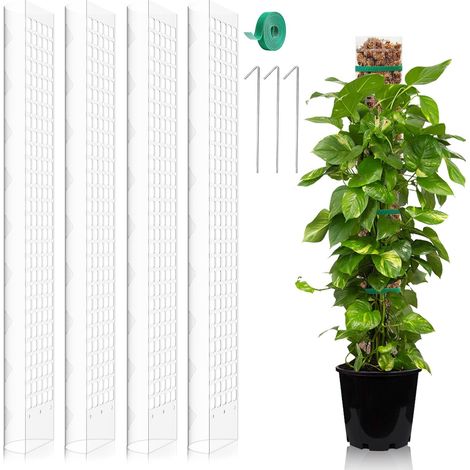 Tuteur Plante 4 Pcs 24in Moss Pole Plastique Empilable Poteau de Mousse Végétale avec Clous et Cravates Forme De D Tuteur Monstera pour Support de Plantes Grimpantes en Extérieur et Intérieur (1/5)
