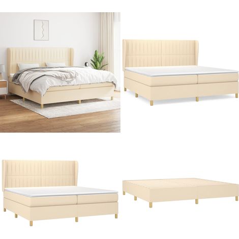 Boxspringbett mit Matratze Creme 200x200 cm Stoff - Boxspringbett - Doppelbett - Cremefarbenes Bett - Bettenrahmen - Lattenrost - Home & Living