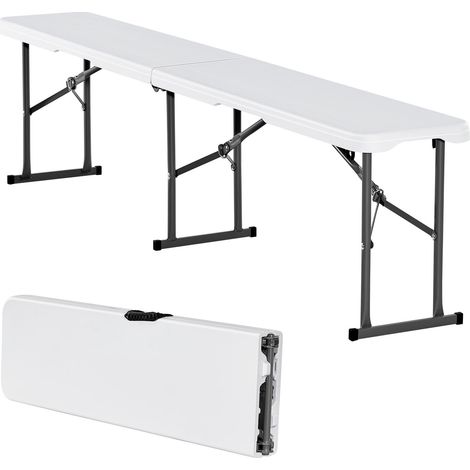 Banc pliant en plastique, 1820 mm, banc d'extérieur pliable portable, lisse en PEHD imperméable, siège de pique-nique, de salle à manger avec poignée de transport, pour jardin, blanc (1 paquet) (1/5)