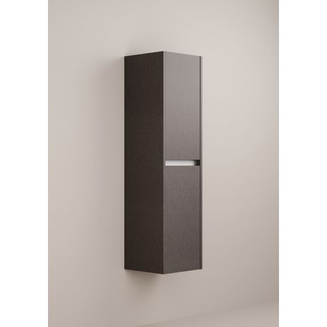 Sanitaire – Colonne de salle de bain tissée gris 135x35x35 cm – Panneaux de particules 18 mm – 2 portes avec fermeture assistée – Livrée montée (1/3)
