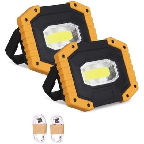 Projecteur LED Rechargeable 30W 2000LM Projecteur Chantier Lumière  3 Modes Lanterne Portable Projecteur LED USB pour Camping, Chantier, Garage, Atelier(2 pack)