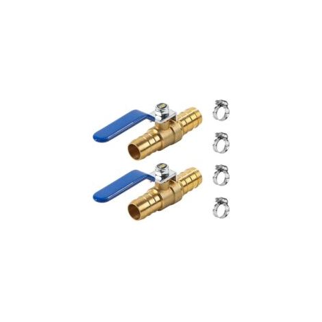Valvola a sfera in ottone da 19 mm, rubinetto a 2 vie con fascette stringitubo e raccordo a innesto rapido per aria, acqua e olio - Crezuo