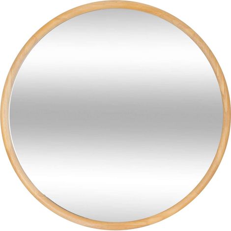 Atmosphera – Miroir rond en bois d'hévéa 55 cm – Épaisseur 2 cm – Verre de qualité – Pour chambre ou entrée décorative