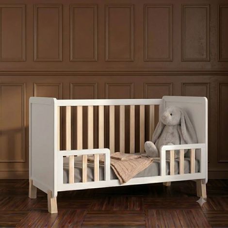 Lit bébé blanc-pin 120x60 cm avec Matelas en Mousse,Lit evolutif Bebe barrière de sécurité en Bois