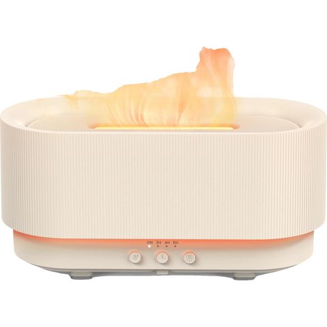 Umidificatore d'aria, diffusore di oli essenziali, luce a fiamma realistica, BIANCO (1/2)