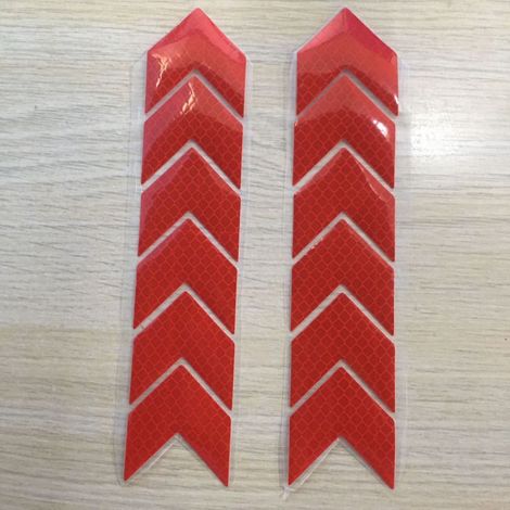 12 pegatinas reflectantes de alta intensidad para visibilidad nocturna en coches, de calidad diamante, impermeables, de seguridad y advertencia para coche, cochecito de bebé y motocicleta (rojo). (1/4)
