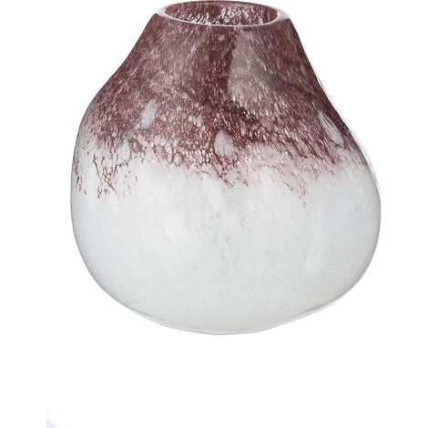 Vase décoratif - Vase à Fleurs en Verre teinté - Décoration de Salon d'automne - Cadeau pour Femme - Décoration de Noël ou d'anniversaire - Couleur : Blanc Marron - Diamètre : 15 cm - (1/2)