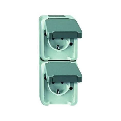 Merten Doppelsteckdose mit Klappdeckel Aquastar, Aufputz, MEG2329-8029 Merten (1/5)