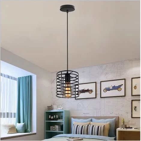 Yowei Lampe Suspension Vintage en Cage Salon Lustre Luminaire Industrielle Style Edison pour Chambre Cuisine (1/4)