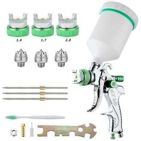 Professional High Pressure Paint Spray Gun Air Spray Gun Kit Gravity Feed Pneumatic HVLP Paint Spray Gun 600CC 1.4MM/1.7MM/2.0MM 3 Size Nozzles (1/4)