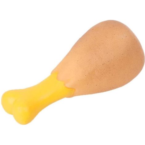 Jouet pour animaux de compagnie en forme de cuisse de poulet amusante avec un couineur, tailles disponibles : petite à grande. (1/5)