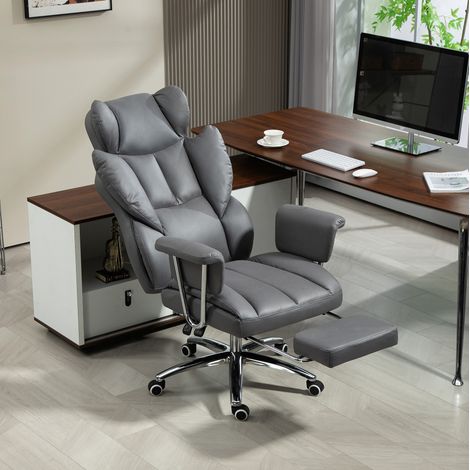 MEUBLIV Silla de oficina 74x65x128 cm gris oscuro – reclinable, reposapiés, 120 kg (1/5)