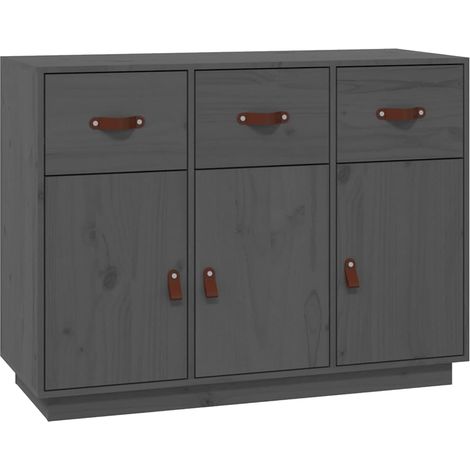 Credenza Grigia 100x40x75 cm in Legno Massello di Pino vidaXL (1/5)