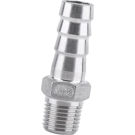 Raccord tuyau inox fileté mâle à cannelure pour flexible 1/4" x 12 mm (1/5)