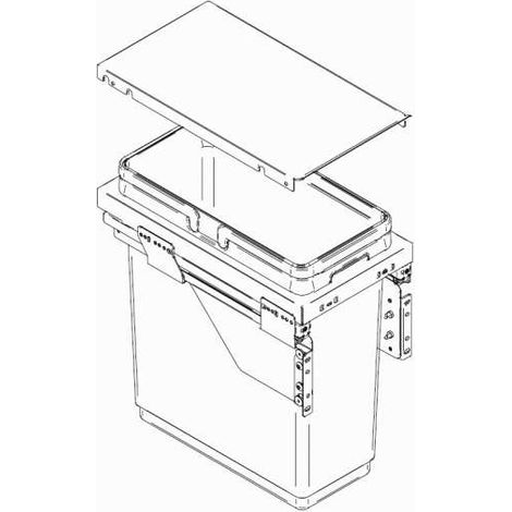 Poubelle coulissante 1 ou 2 seaux - Nombre de seaux : 1 - Contenance : 36 L - Pour caisson de largeur : 300 mm - Hauteur : 526 mm - VIBO (1/2)