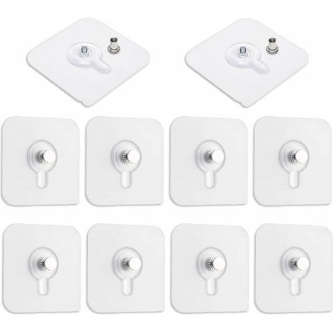Lot de 10 Accroche Tableau Sans Percer, Transparent Languette Crochets Adhésives pour Cadres Photo Mural, Miroir et Affiches (1/5)