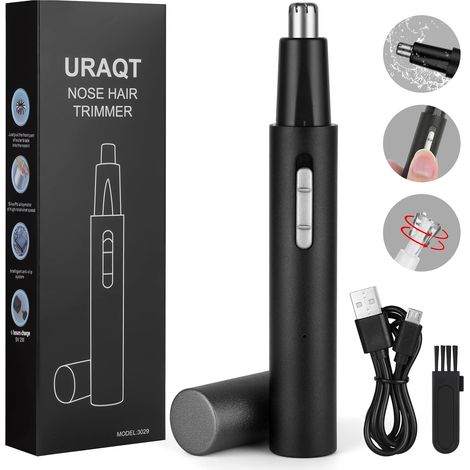Electric Nose and Ear Trimmer USB Rechargeable for Men, Women Waterproof Removable Head, Silent Motor, Cleaning Brush, Black (1/5)