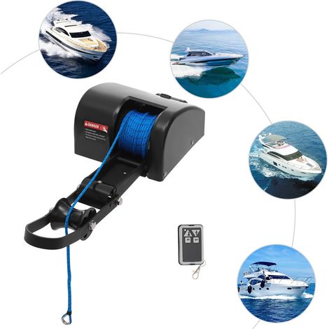 Marine elektrische Ankerwinde mit 12 V Gleichstrommotor, Marine Ankerwalze und Fernbedienungswinke, 54,6  14,6  25cm (1/5)