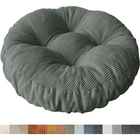 Coussin de chaise rond, 40 x 40 cm, antidérapant, lavable, confortable, 6 cm d'épaisseur, tissu côtelé, lavable, pour intérieur, cuisine, jardin (1/5)