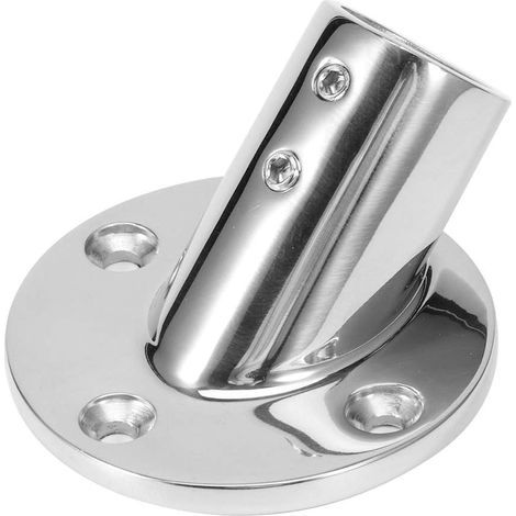 Embase pour tube rond à 45 degrés, raccord de main courante en acier inoxydable, embase polie effet miroir, facile à installer, adaptée aux supports de rambarde marine. (1/4)