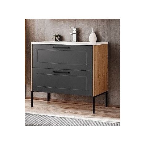 Ensemble meuble sous-vasque + Vasque - 80 cm - Duramen Grey - Livraison gratuite
