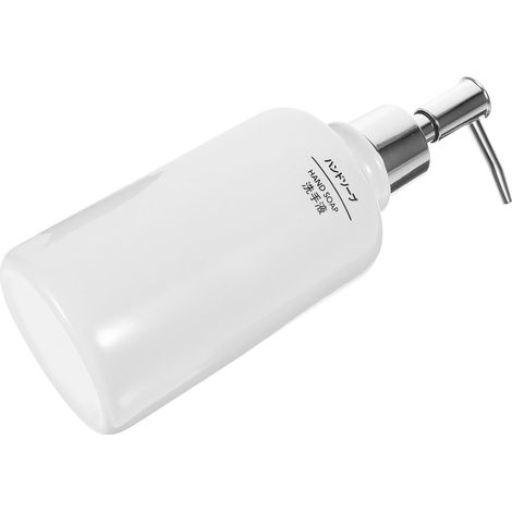Flacon distributeur de savon à pompe en céramique de 410 ml, rechargeable pour lotion et shampoing, à poser sur le comptoir de la salle de bain (1/5)