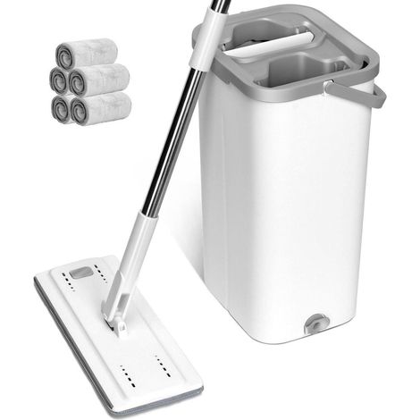 Masthome Bodenwischer Set mit Eimer und 10 Mikrofaser Moppkopf (1/5)