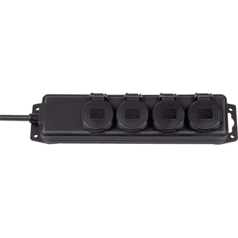 Nedis Multiprise de jardin 4 prises noir 2 m câble
