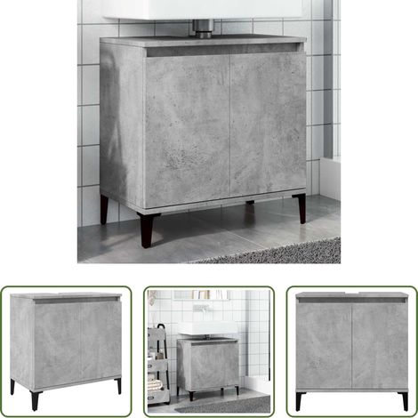 Armoire de lavabo - Meuble d'évier gris béton 58x33x60 cm bois d'ingénierie (1/5)