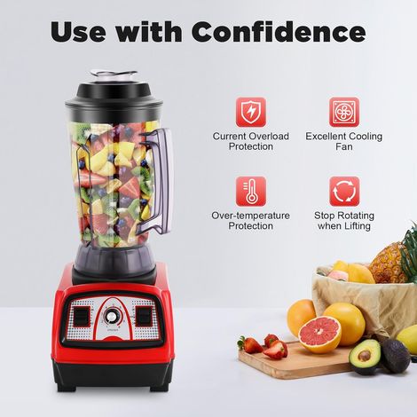 Blender, 2 200 W, 4 litres, mixeur puissant avec agitateur, mixeur de cuisine, 9 vitesses réglables, pour la maison, le restauranta (1/5)