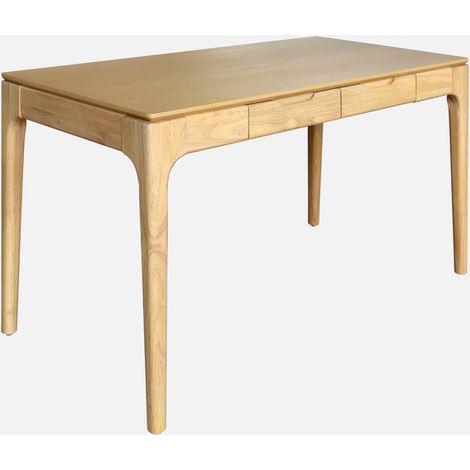 Escritorio de madera de hévea con chapa de fresno y 2 cajones (1/5)
