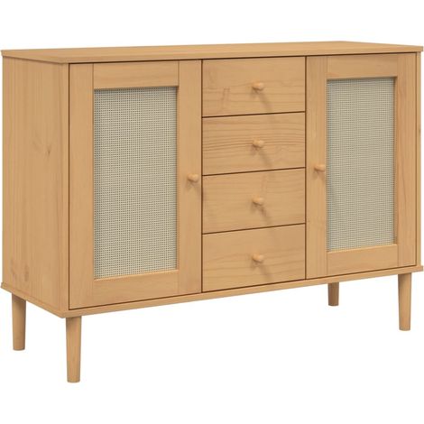 GBLY Sideboard SENJA Rattan-Optik Braun 112x40x80 cm Kiefernholz (1/5)
