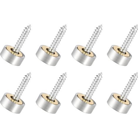 12mm Mirror Screw Covers x 8PCS Brushed Stainless Steel Decorative Caps/Lids for Decorative Mirrors and Signs/Advertising Hardware, [Silver] (1/5)