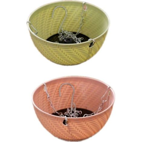 Petits pots suspendus en rotin 2PCS, pots suspendus succulents, mini pots suspendus, pots de fleurs en plastique de couleur nordique (vert + bleu), BLOW (1/5)