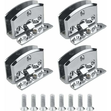 Glastürscharniere (silber) für Vitrinen, Weinkeller, Clip-On-Türscharniere, Ersatzteile, geeignet für 5-8 mm Glasstärke - 4 Stück