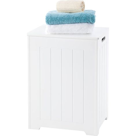 Pendeen Laundry Cabinet // White Scandinavian-inspired Storage Bin for Bathroom or Bedroom (1/5)