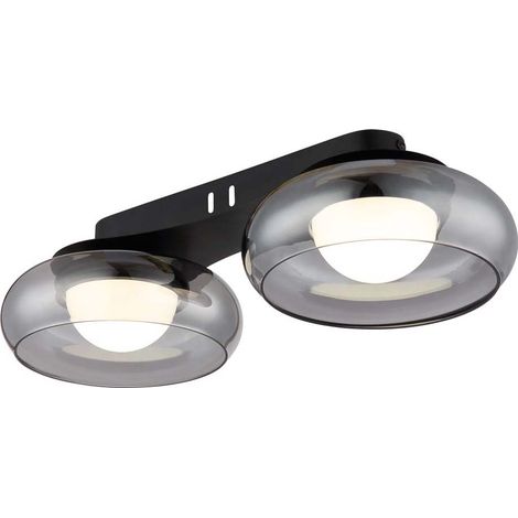 Deckenleuchte Deckenlampe Wohnzimmerlampe Metall schwarz matt Glas LED L 45 cm