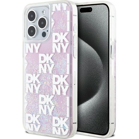 DKNY DKHCP15XLCPEPP iPhone 15 Pro Max 6.7" custodia rigida rosa Liquid Glitter Multilogo (1/5)