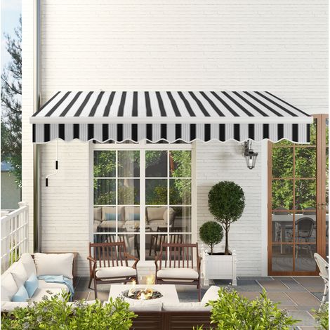 Tenda da sole esterna in alluminio bianca, UV resistente, con manovella manuale da 1,5 m, altezza montaggio 250-350 cm (1/5)