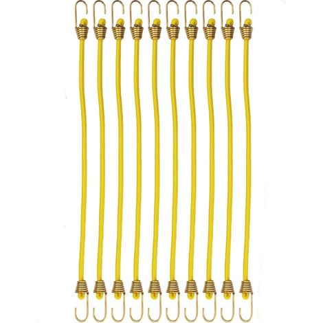 10 PCS Cordon élastique, Tendeur de tente, Sangles à bagages, Crochet et sangle, Convient pour le camping, la fixation de drapeaux et de bâches, Jaune (1/5)