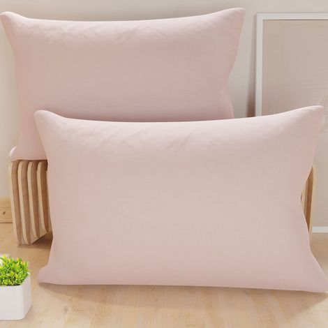 Lot de 2 Taies d'oreiller de Lit 60x40 cm, Housses de Coussin Unies Couleur Rose Poudré Clair, Taie Oreiller 100% Microfibre Hypoallergénique, Fabriqué en Italie