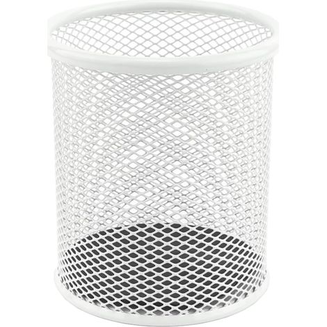Stiftehalter aus Metallgitter – 1 Stück – Perlweißer Stahl – Stabiler, platzsparender Organizer – Für Büro und Zuhause – Höhe 98 mm (1/5)