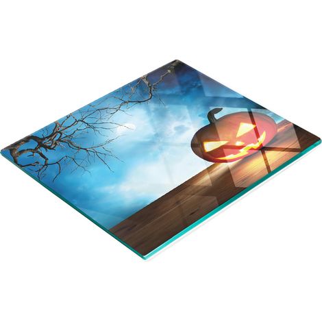 Tagliere da cucina decorativo in vetro a forma di zucca di Halloween, 60x52 cm (1/5)