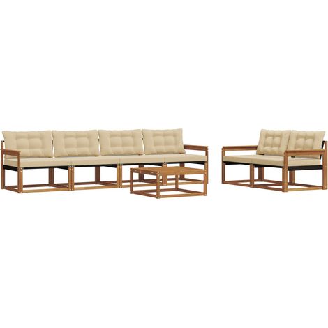 Outdoor Sofa Set with Cushion 7 pcs Natural and Beige vidaXL (1/5)