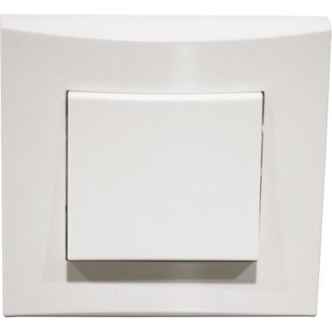 Poussoir blanc 10A O/F 250V encastré connexion auto fixation vis complet avec plaque de finition